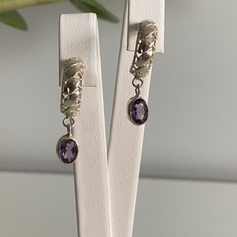 Vintage 925 Sterling Silver Tourmaline Earrings