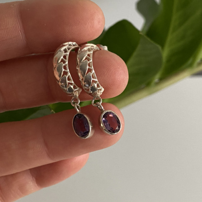 Vintage 925 Sterling Silver Tourmaline Earrings