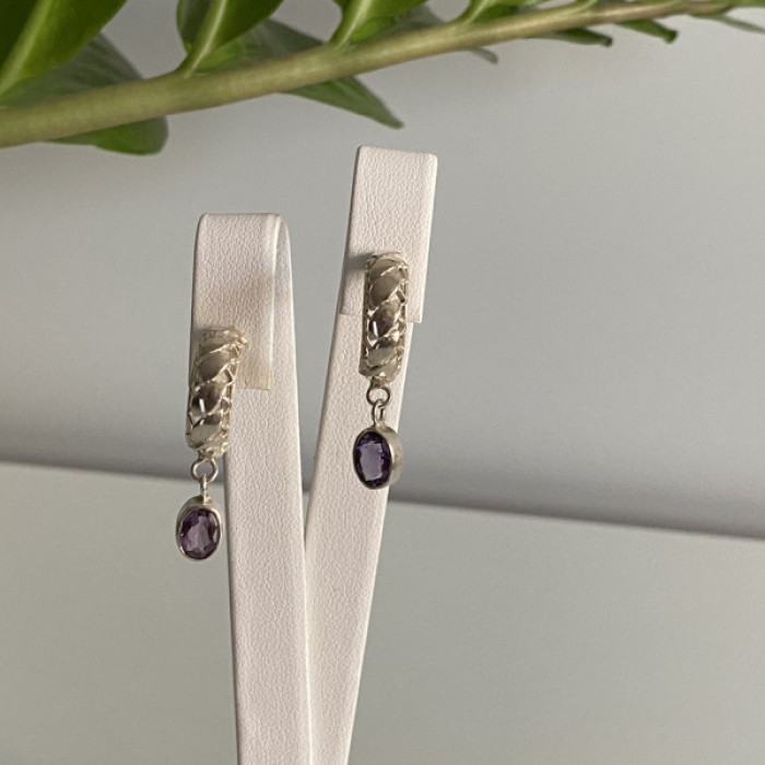 Vintage 925 Sterling Silver Tourmaline Earrings