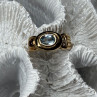 925 Sterling Silver Gold Plated Aquamarine, Garnet & CZ Ring Size 4