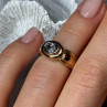 925 Sterling Silver Gold Plated Aquamarine, Garnet & CZ Ring Size 4