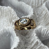 925 Sterling Silver Gold Plated Aquamarine, Garnet & CZ Ring Size 4