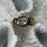 925 Sterling Silver Gold Plated Aquamarine, Garnet & CZ Ring Size 4