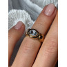 925 Sterling Silver Gold Plated Aquamarine, Garnet & CZ Ring Size 4