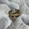 925 Sterling Silver Gold Plated Aquamarine, Garnet & CZ Ring Size 4
