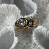 925 Sterling Silver Gold Plated Aquamarine, Garnet & CZ Ring Size 4