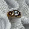 925 Sterling Silver Gold Plated Aquamarine, Garnet & CZ Ring Size 4