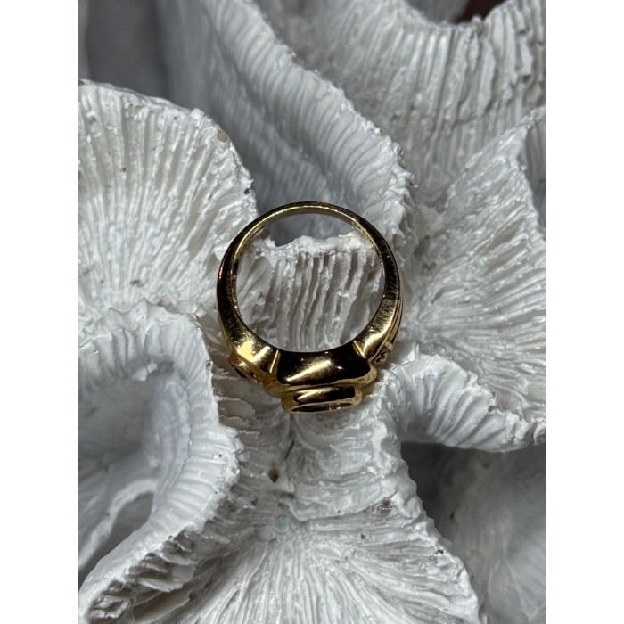 925 Sterling Silver Gold Plated Aquamarine, Garnet & CZ Ring Size 4