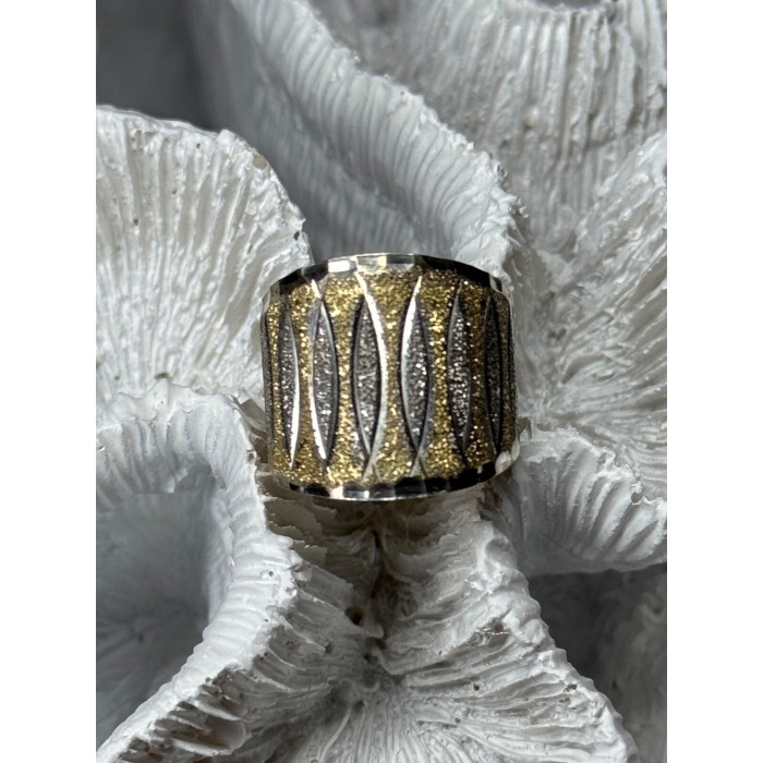 ELEGANT 925 STERLING SILVER & 10K YELLOW GOLD RING SIZE 7