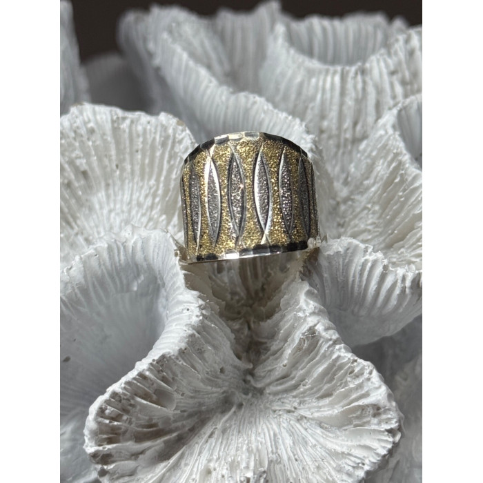 ELEGANT 925 STERLING SILVER & 10K YELLOW GOLD RING SIZE 7