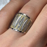 Elegant 925 Sterling Silver & 10K Yellow Gold Ring Size 7