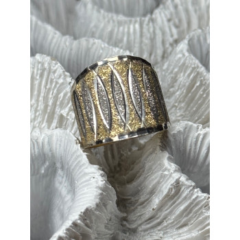 ELEGANT 925 STERLING SILVER & 10K YELLOW GOLD RING SIZE 7