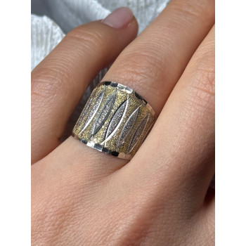 ELEGANT 925 STERLING SILVER & 10K YELLOW GOLD RING SIZE 7