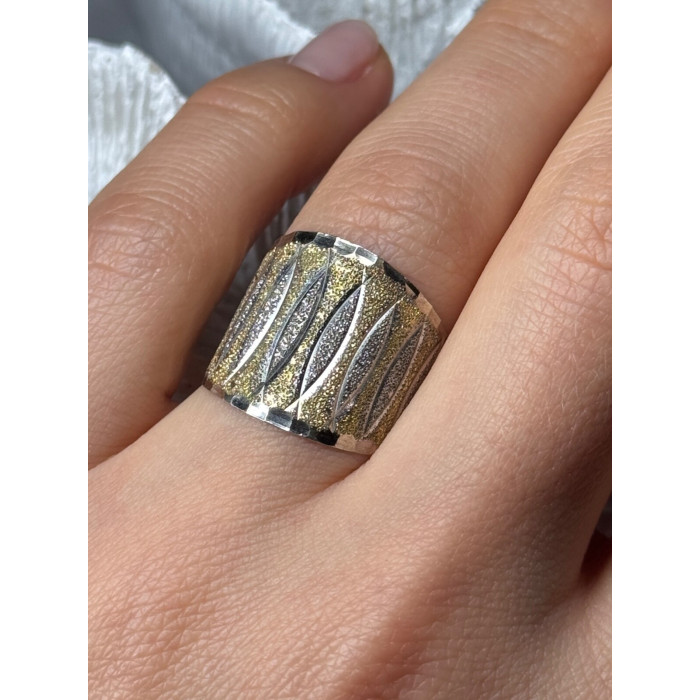 ELEGANT 925 STERLING SILVER & 10K YELLOW GOLD RING SIZE 7