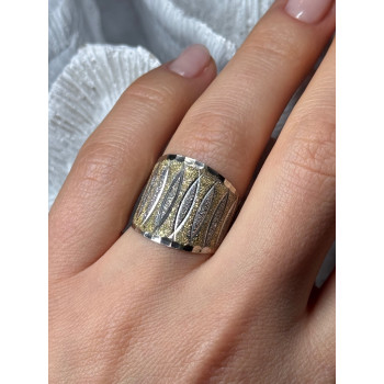 ELEGANT 925 STERLING SILVER & 10K YELLOW GOLD RING SIZE 7