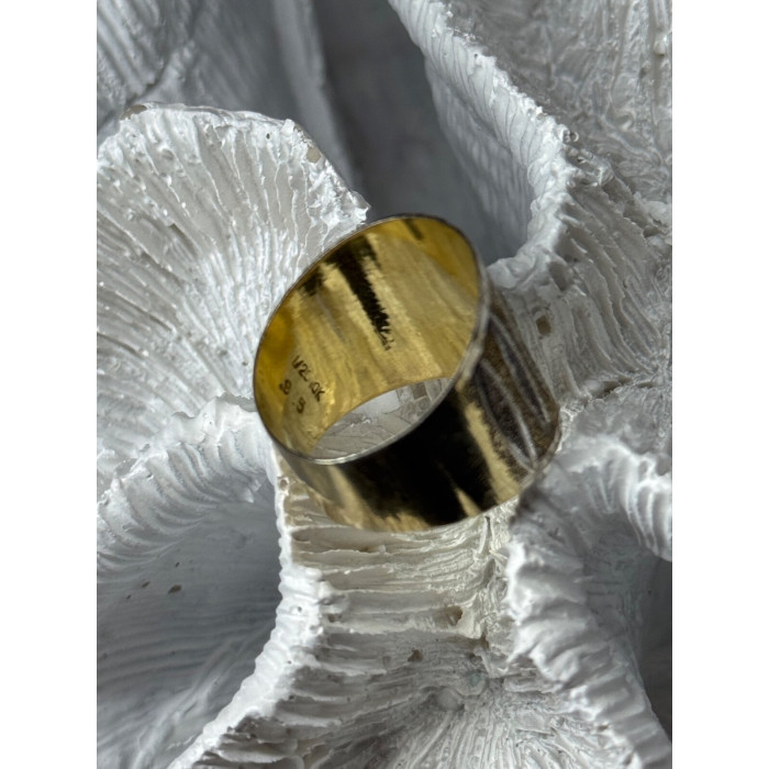 ELEGANT 925 STERLING SILVER & 10K YELLOW GOLD RING SIZE 7