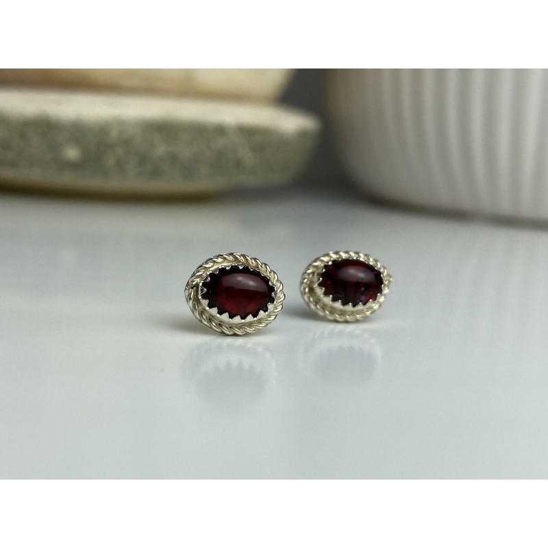 925 Sterling Silver Agate Stud Earrings