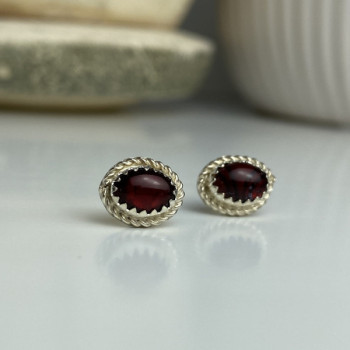 925 Sterling Silver Agate Stud Earrings