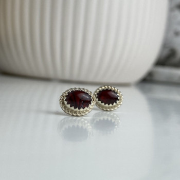 925 Sterling Silver Agate Stud Earrings