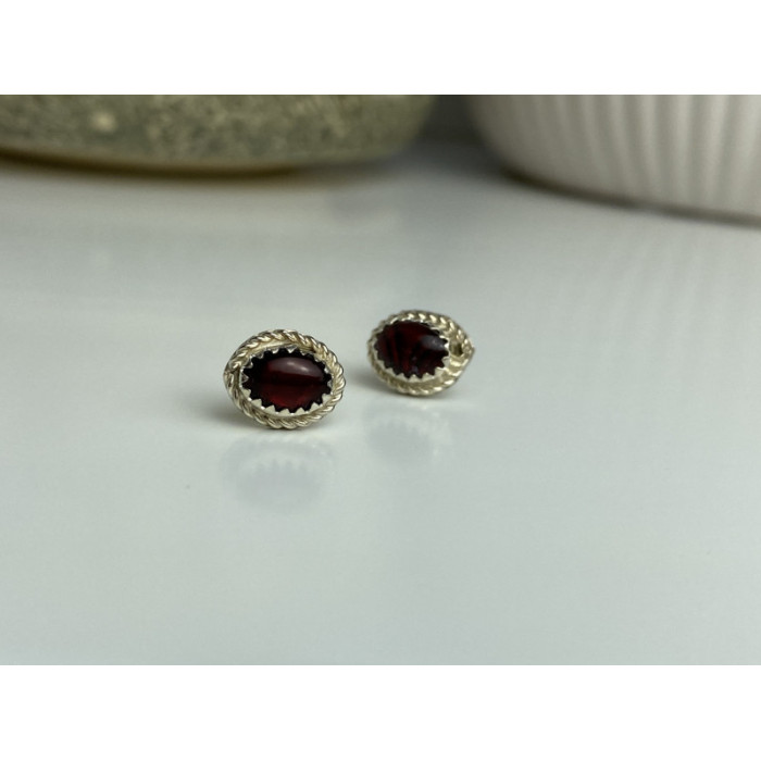 925 Sterling Silver Agate Stud Earrings