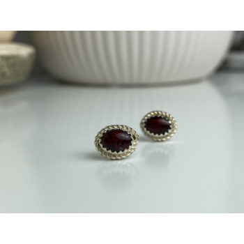 925 Sterling Silver Agate Stud Earrings