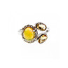 925 Sterling Silver Opal, Heliodor & CZ Ring Size 6