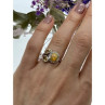 925 Sterling Silver Opal, Heliodor & CZ Ring Size 6