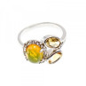 925 Sterling Silver Opal, Heliodor & CZ Ring Size 6