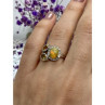 925 Sterling Silver Opal, Heliodor & CZ Ring Size 6