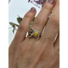 925 Sterling Silver Opal, Heliodor & CZ Ring Size 6