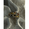925 Sterling Silver Gold Plated Part Multi Color Gemstones Ring Size 8