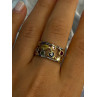 925 Sterling Silver Gold Plated Part Multi Color Gemstones Ring Size 8