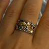 925 Sterling Silver Gold Plated Part Multi Color Gemstones Ring Size 8