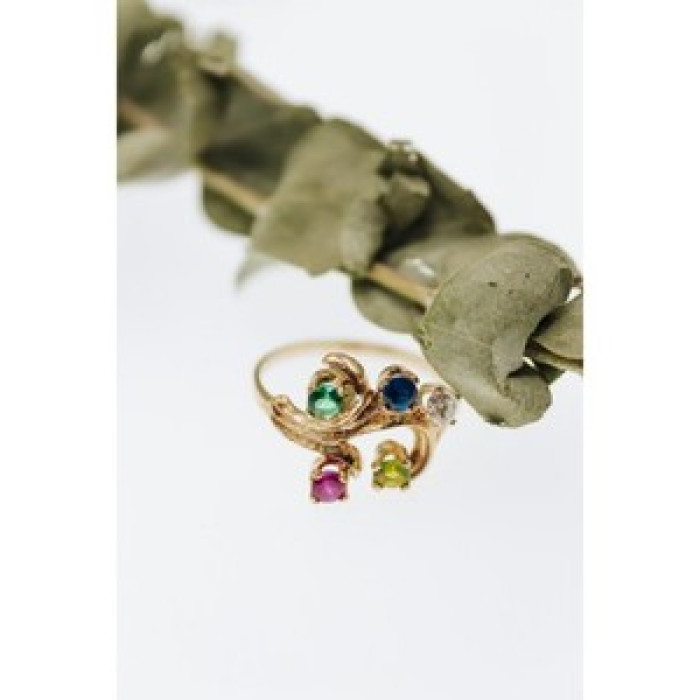 14K Yellow Gold Multicolor Spinel Ring Size 7