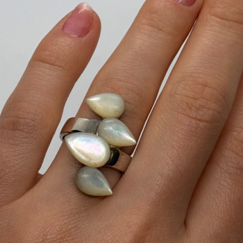 925 Sterling Silver Mother OF Pearl Ring Size 7
