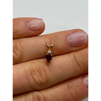 14K YELLOW GOLD PENDANT RUBY&DIAMOND