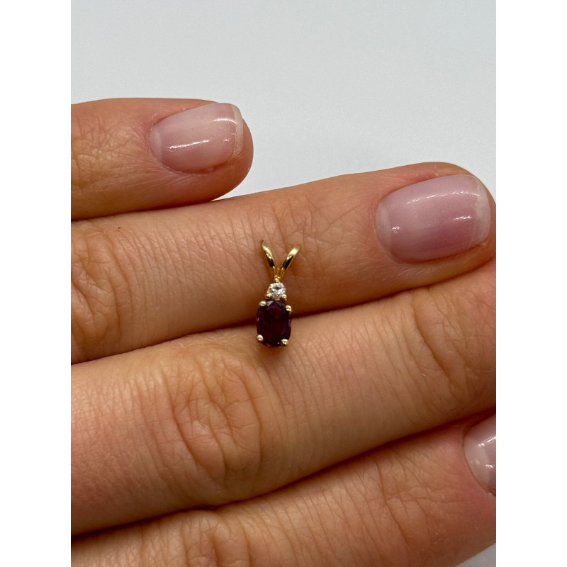 14K YELLOW GOLD PENDANT RUBY&DIAMOND