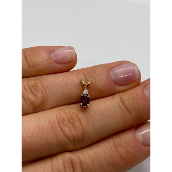14K YELLOW GOLD PENDANT RUBY&DIAMOND