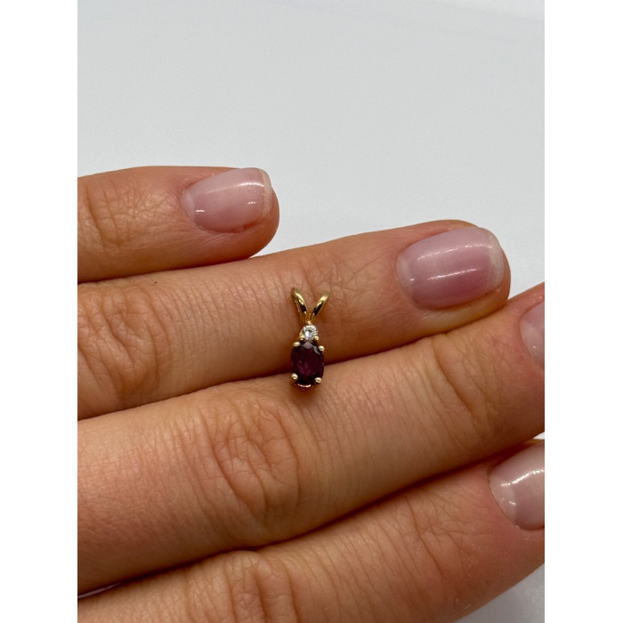14K YELLOW GOLD PENDANT RUBY&DIAMOND