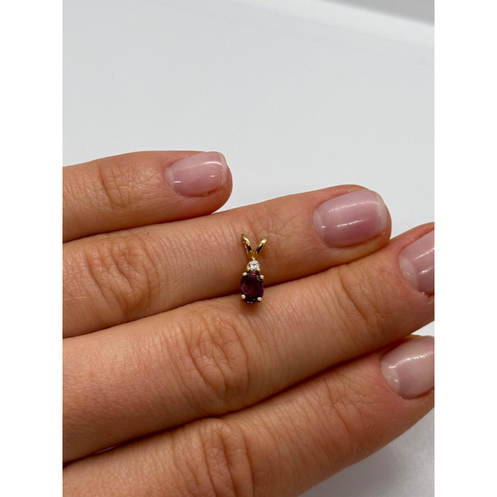 14K YELLOW GOLD PENDANT RUBY&DIAMOND