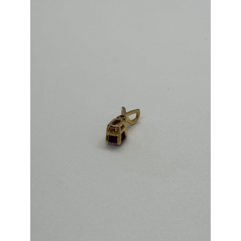 14K YELLOW GOLD PENDANT RUBY&DIAMOND