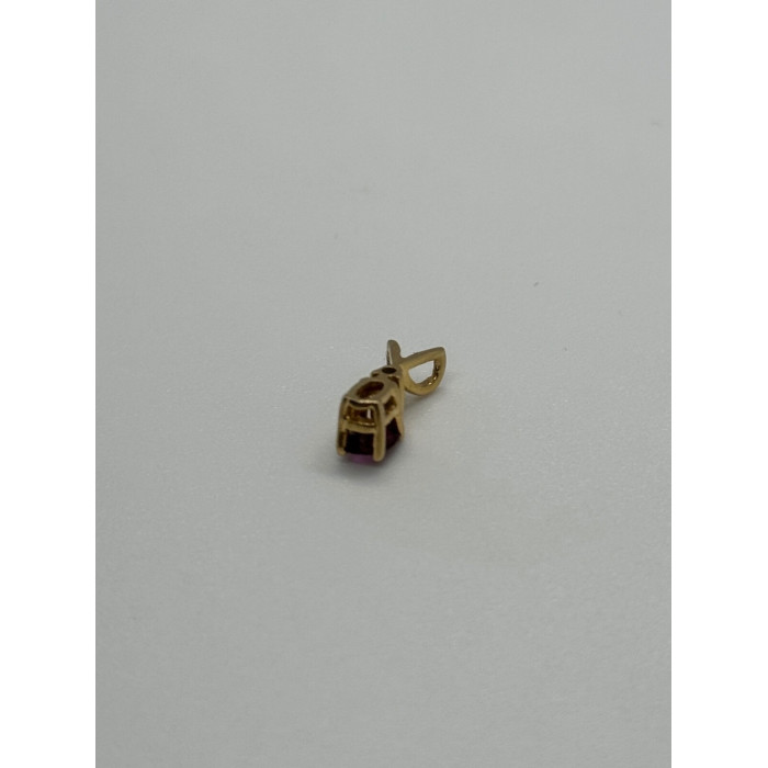 14K YELLOW GOLD PENDANT RUBY&DIAMOND