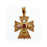 925 STERLING SILVER GOLD PLATED MULTI GEMSTONES CROSS PENDANT