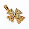 925 Sterling Silver Gold Plated Multi Gemstones Cross Pendant
