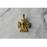 925 STERLING SILVER GOLD PLATED MULTI GEMSTONES CROSS PENDANT