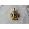 925 STERLING SILVER GOLD PLATED MULTI GEMSTONES CROSS PENDANT