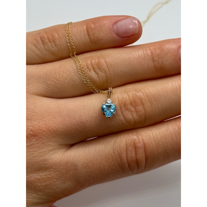 10K YELLOW GOLD NECKLACE TOPAZ & DIAMOND HEART