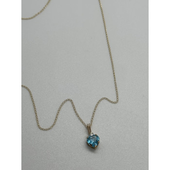 10K YELLOW GOLD NECKLACE TOPAZ & DIAMOND HEART