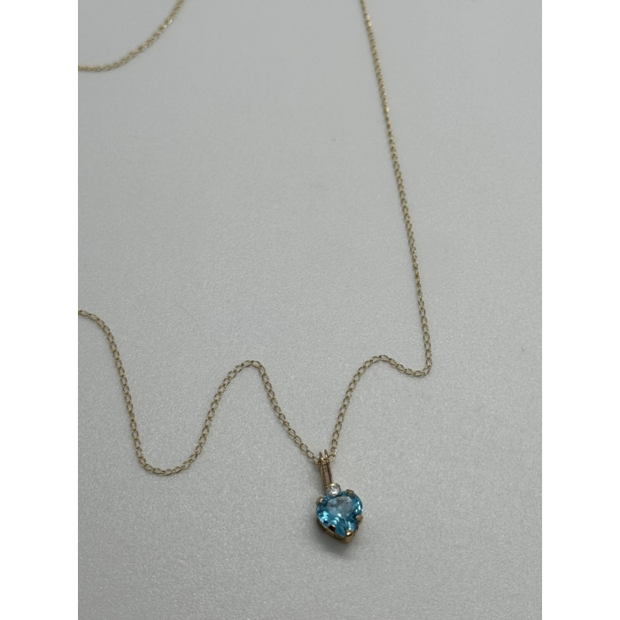 10K YELLOW GOLD NECKLACE TOPAZ & DIAMOND HEART