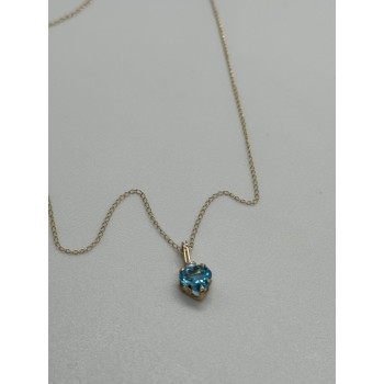 10K YELLOW GOLD NECKLACE TOPAZ & DIAMOND HEART